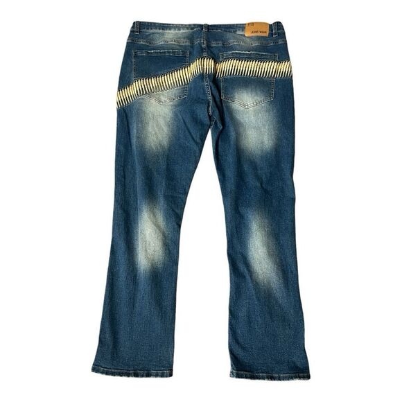 Jeans Wear Men’s Vintage Embroidered Grunge Distressed Stretch Jeans Size 40 - Picture 2 of 12